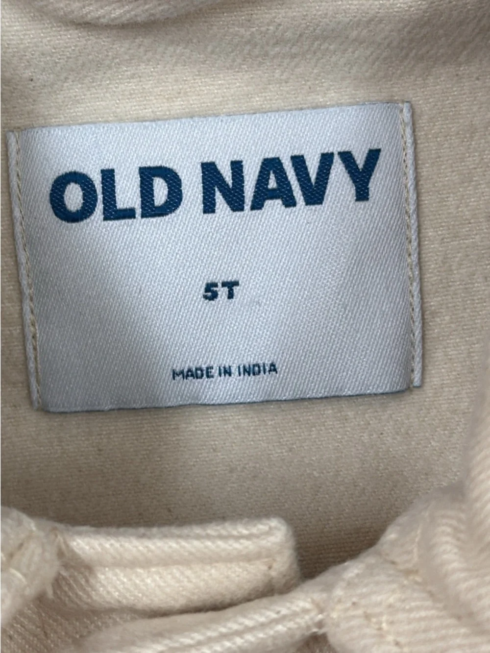 Old Navy Cream Button-Front Kids' Jean Jacket with Green Patch